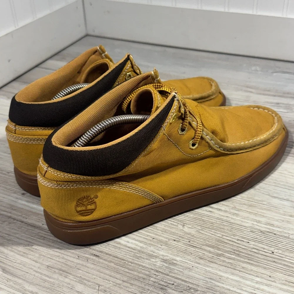 Timberland Groveton Canvas Moc Toe Shoes Men's Mustard Brown‎ Size 11